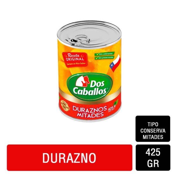 Durazno Mitad Dos Caballos 425 g.