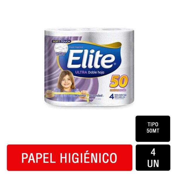 Elite Doble Hoja Papel Higenico 50m. 4 rollos