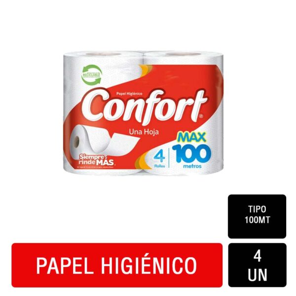 Confort Max Papel Higenico 100m. 4 rollos